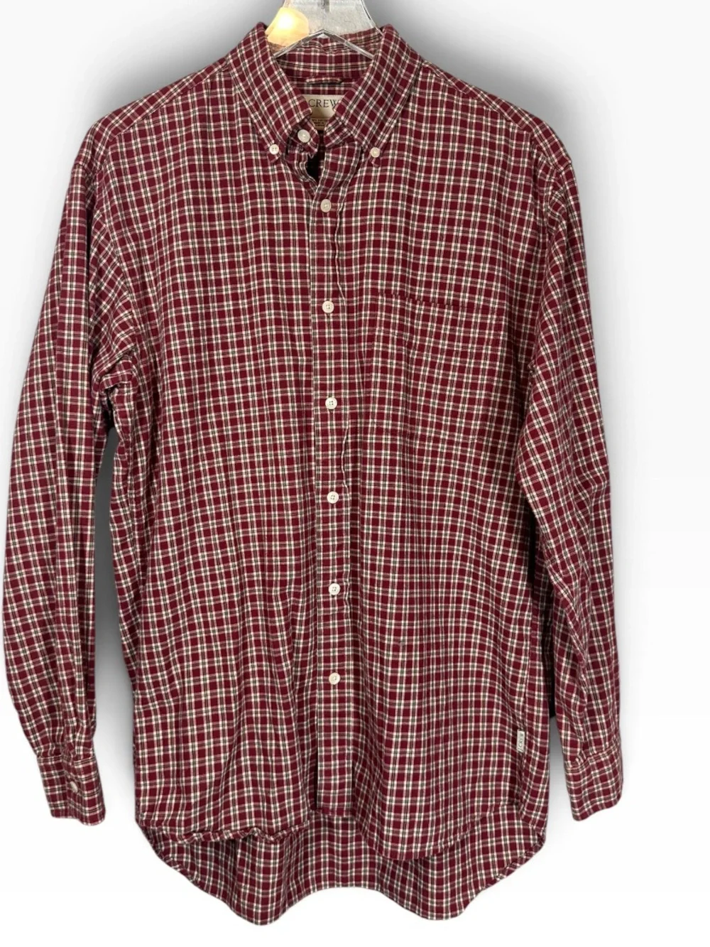 J.CREW Men's Small Red Plaid Cotton Button Down Shirt